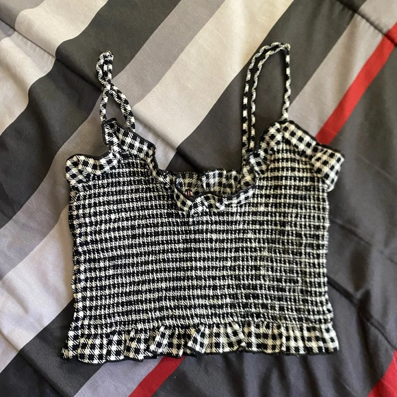 Fashion Nova Tops - Gingham Smocked Crop Top